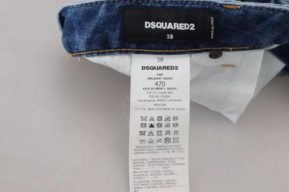 Dsquared² Blue Icon Düşük Bel Kısa Havalı Kız Kot Pantolonu